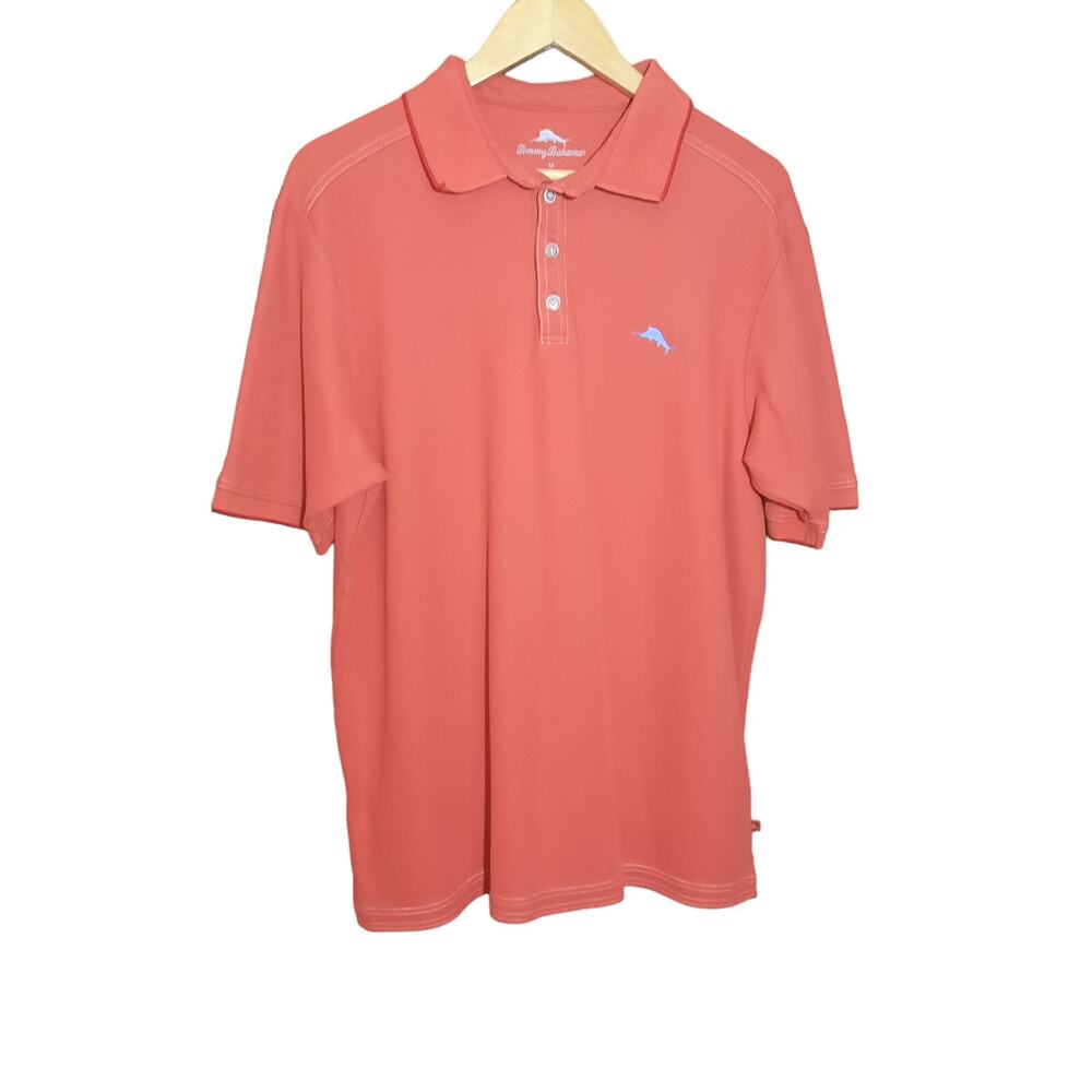 Tommy Bahama Mens Pima Cotton Blend Short Sleeve Polo Shirt Straight Hem Size M